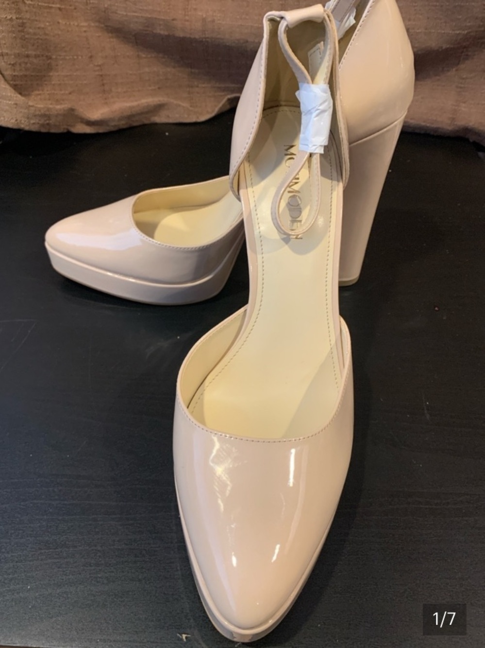 Ankle-Strap Block Heels in Nude - Picture 8 of 8